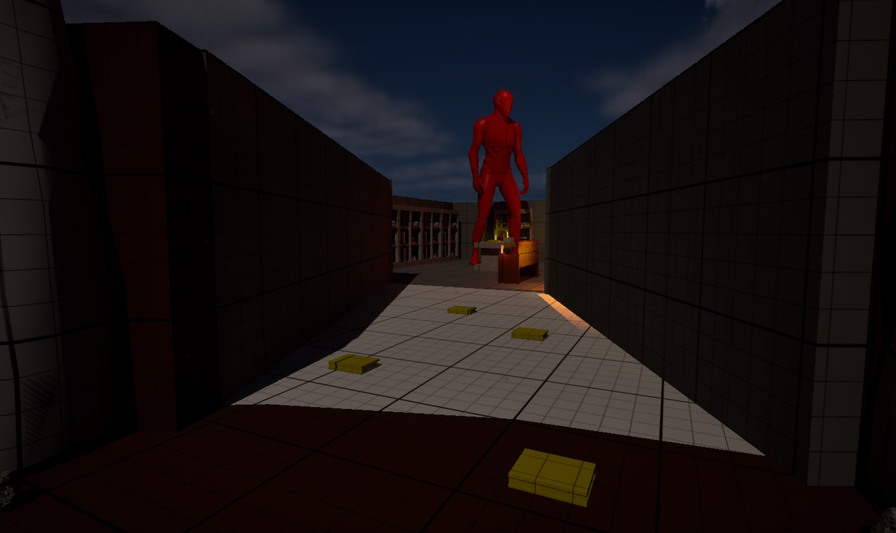 Corridor with grimoires leading to the statue