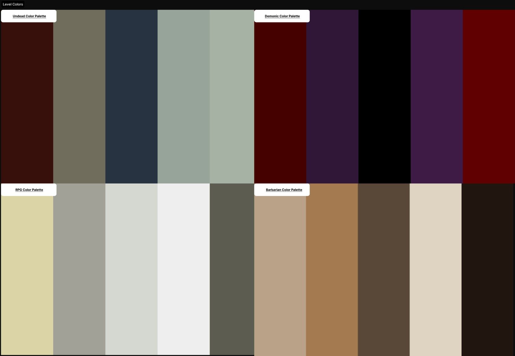 Area color palettes